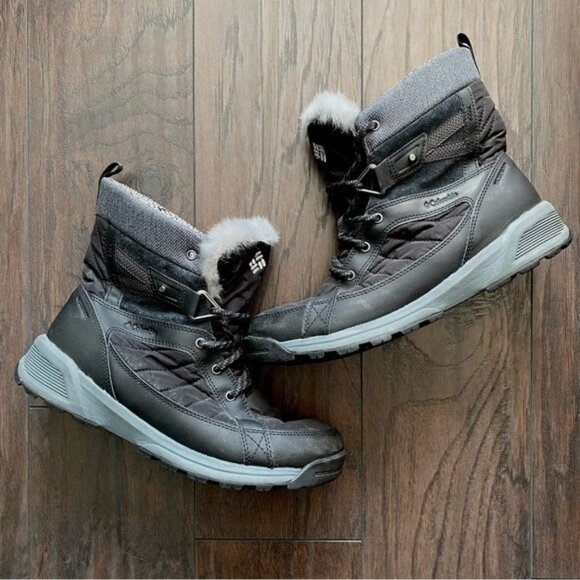 Columbia Meadows Omni Heat 3D Womens 11 Black Waterproof Lace Up Snow Mid Boots - Picture 1 of 7